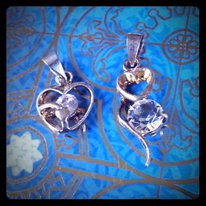 Sterling silver heart pendant set